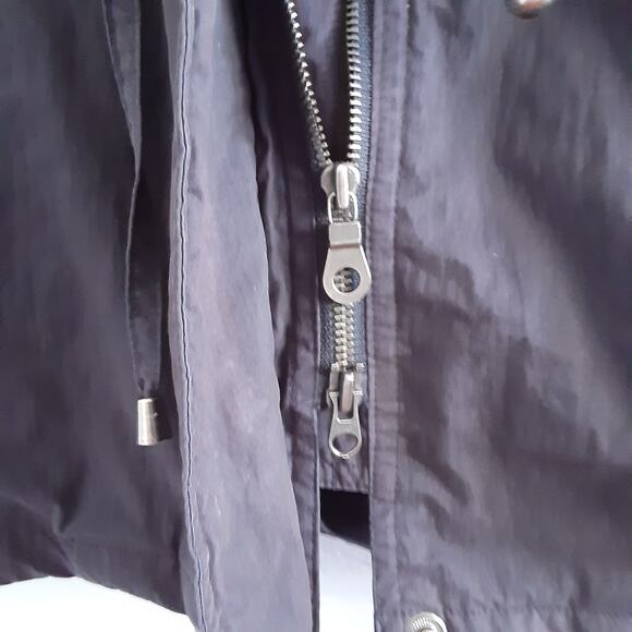 London Fog Black Sueded Utility Jacket Funnel Neck Windbreaker Raincoat Womens M - Picture 7 of 13